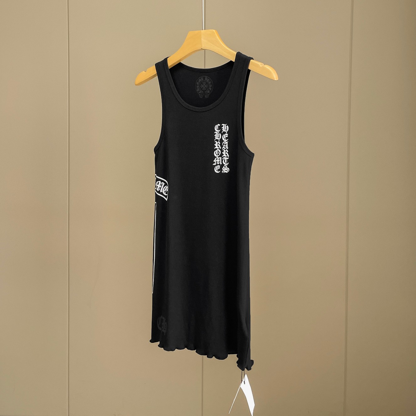 Chrome Hearts Black Vertical Logo Tank Top - FashionPlug