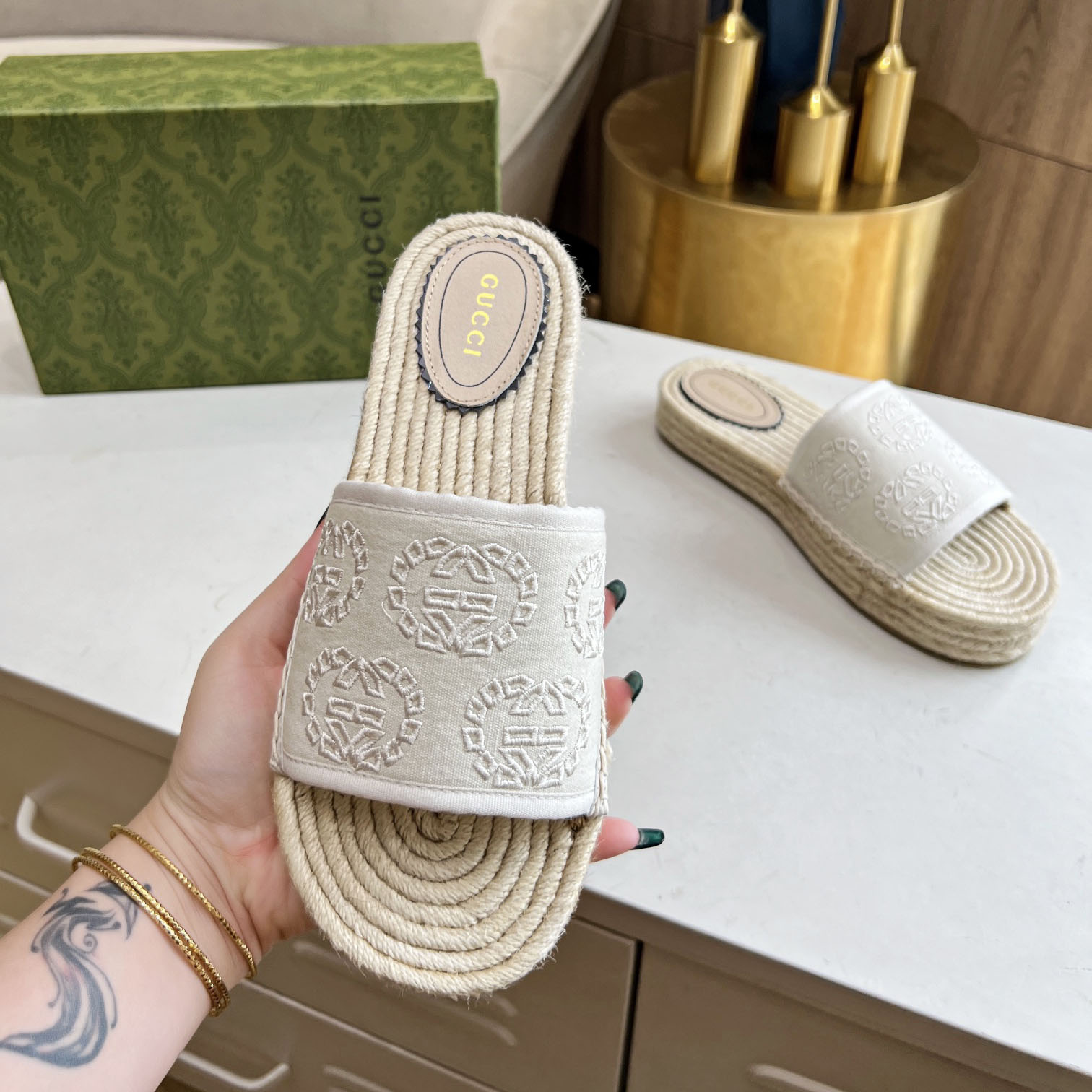 Gucci Women's Interlocking G Espadrille Sandal - FashionPlug