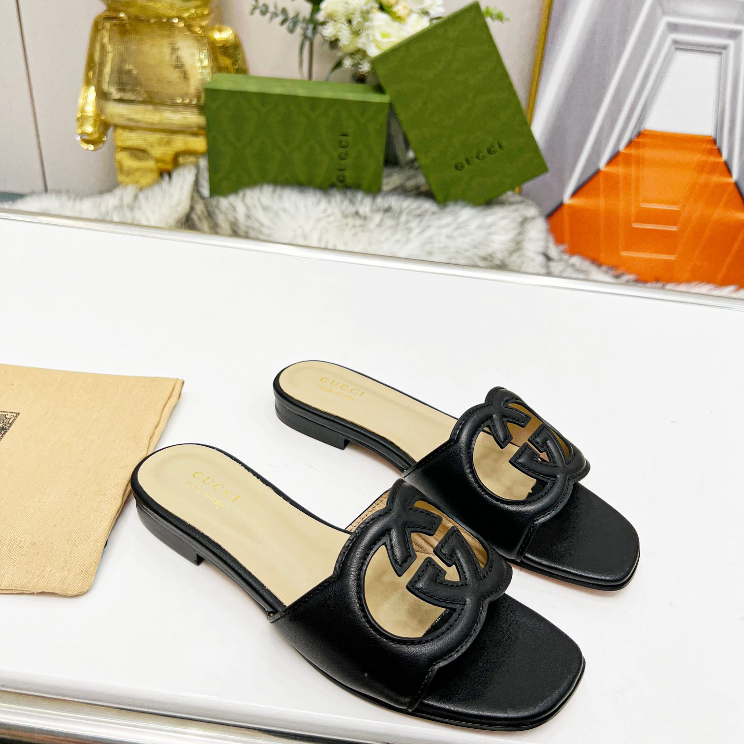 Gucci Women's Interlocking G Cut-out Slide Sandal - FashionPlug