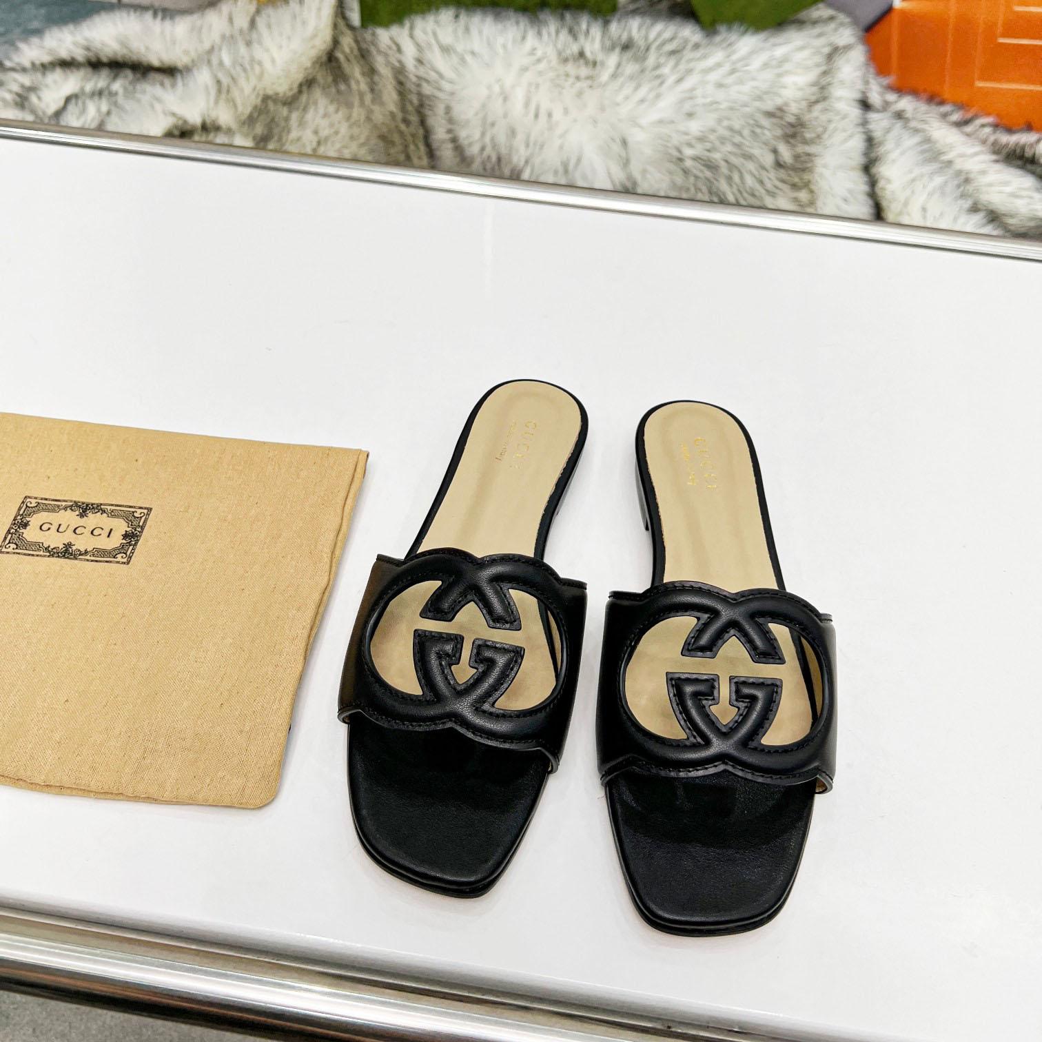 Gucci Women's Interlocking G Cut-out Slide Sandal - FashionPlug