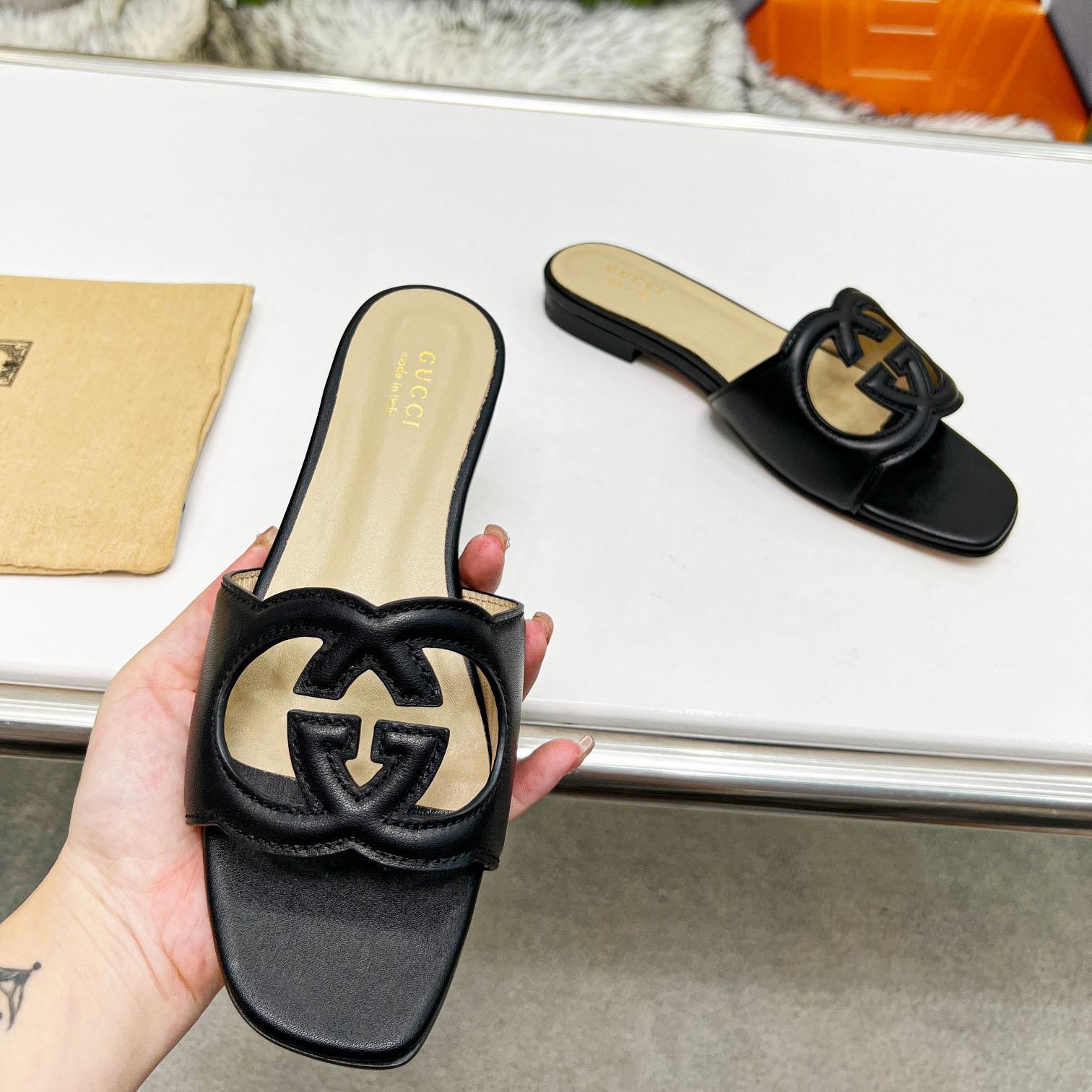 Gucci Women's Interlocking G Cut-out Slide Sandal - FashionPlug