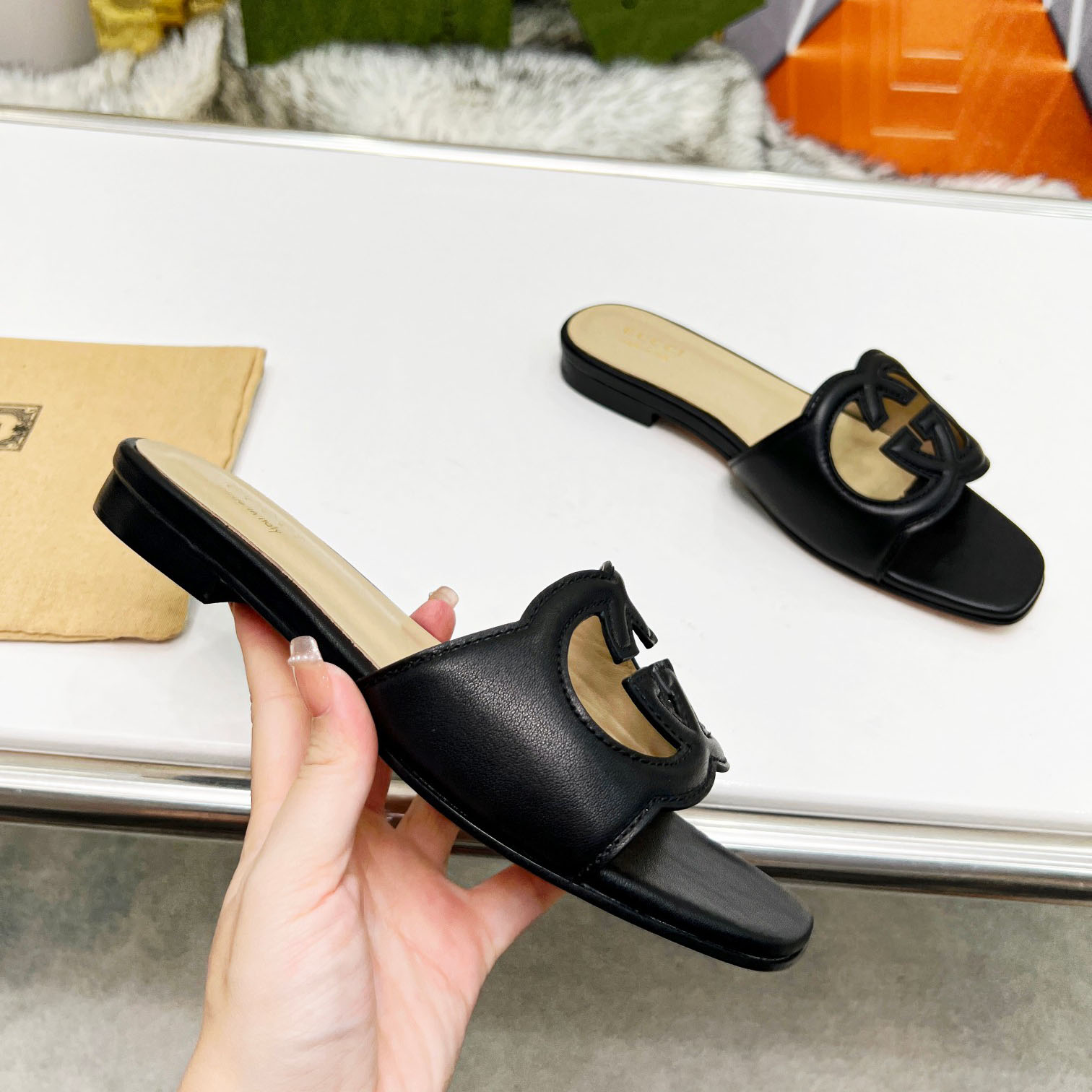 Gucci Women's Interlocking G Cut-out Slide Sandal - FashionPlug