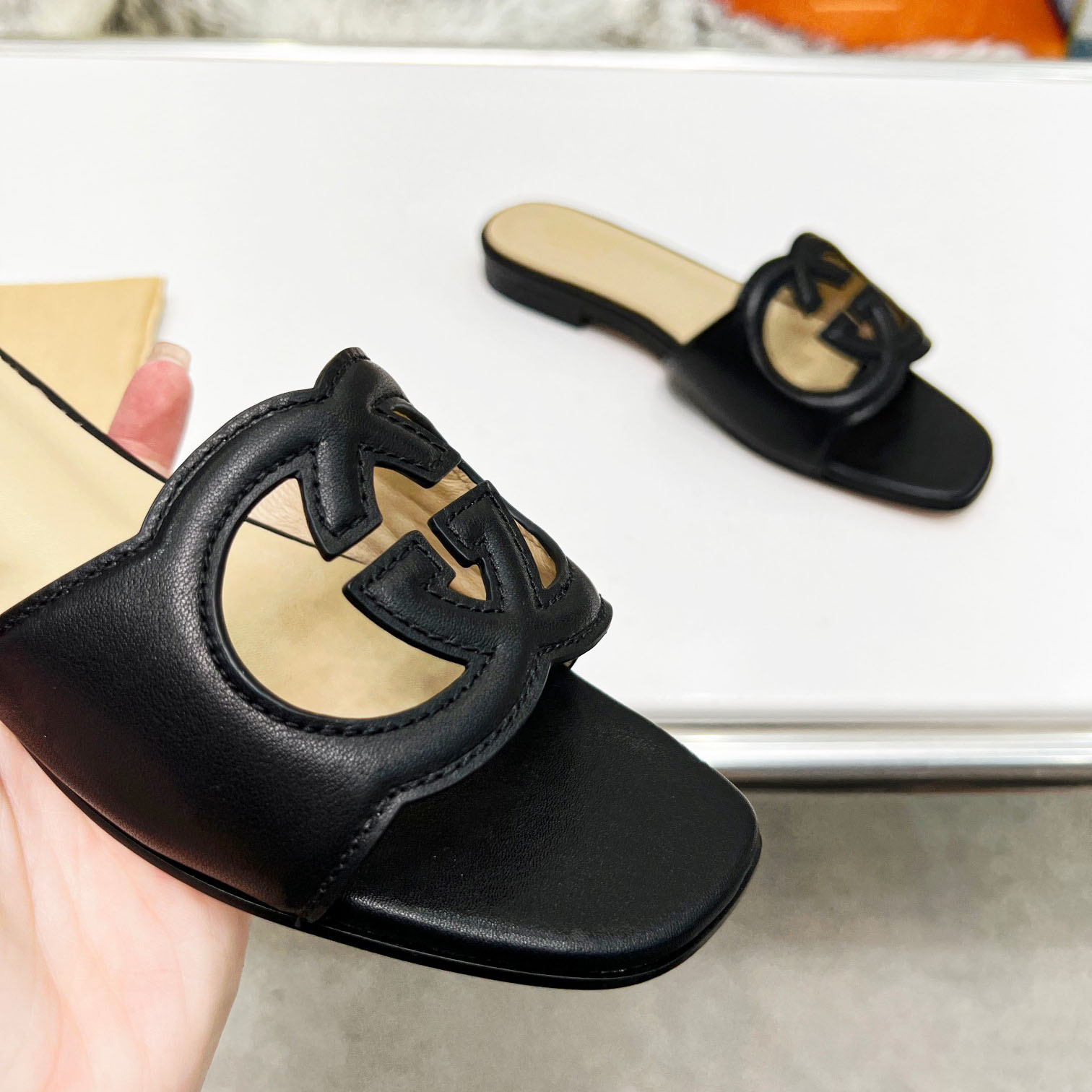 Gucci Women's Interlocking G Cut-out Slide Sandal - FashionPlug
