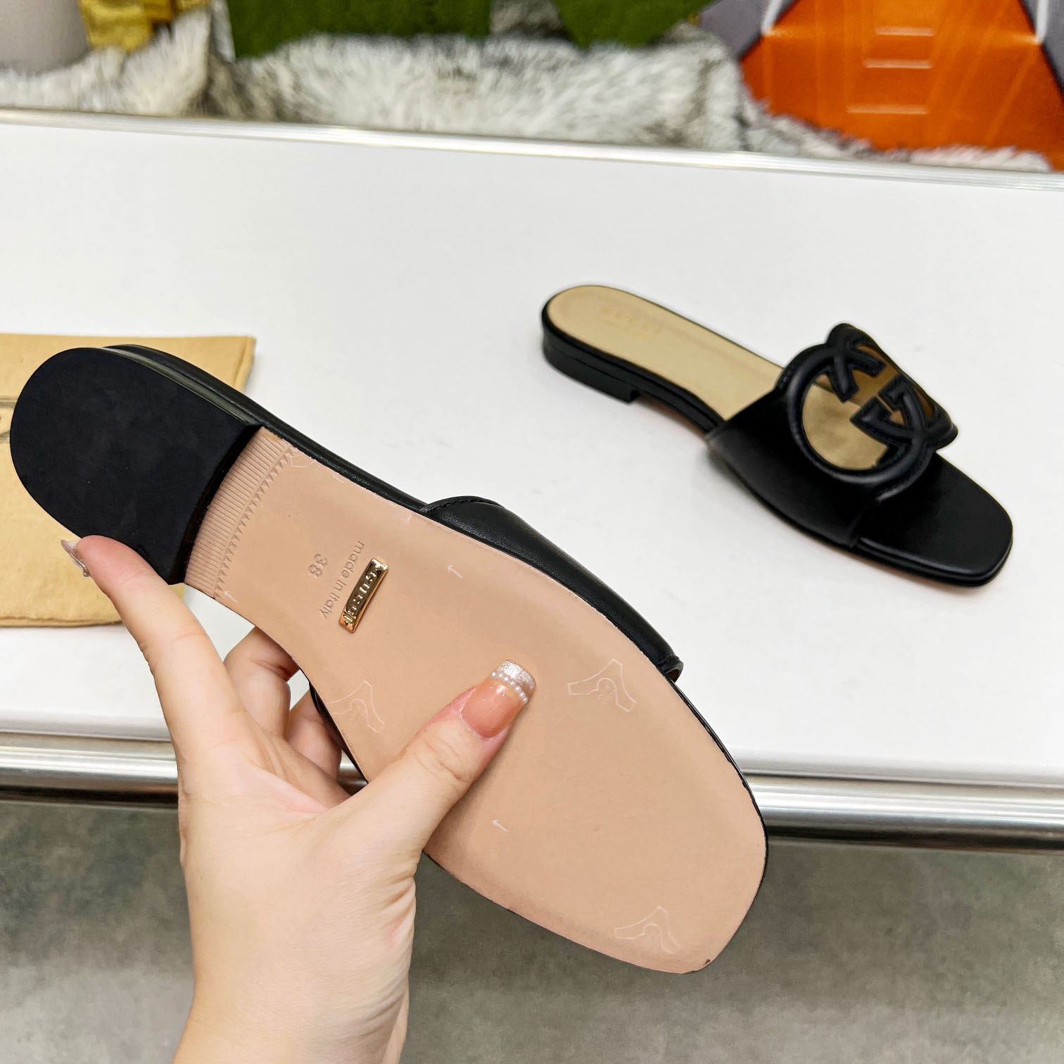 Gucci Women's Interlocking G Cut-out Slide Sandal - FashionPlug