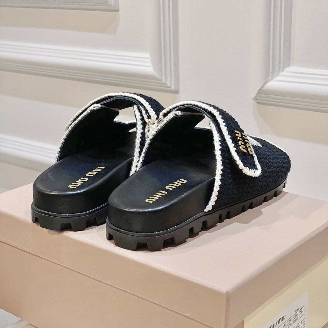 Miu Miu Crochet Knit Slides - FashionPlug