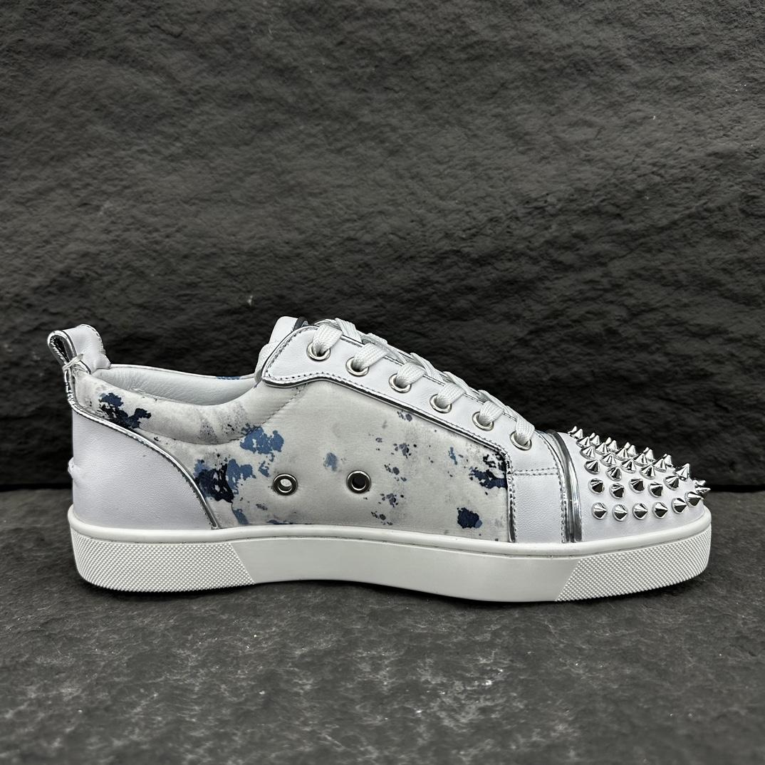 Christian Louboutin Louis Junior Spikes Leather Sneakers - FashionPlug