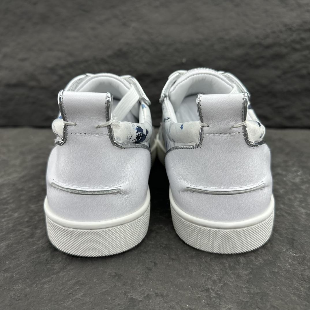 Christian Louboutin Louis Junior Spikes Leather Sneakers - FashionPlug