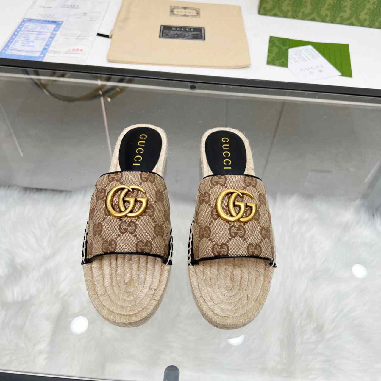 Gucci Women's GG Matelasse Canvas Espadrille Sandal - FashionPlug