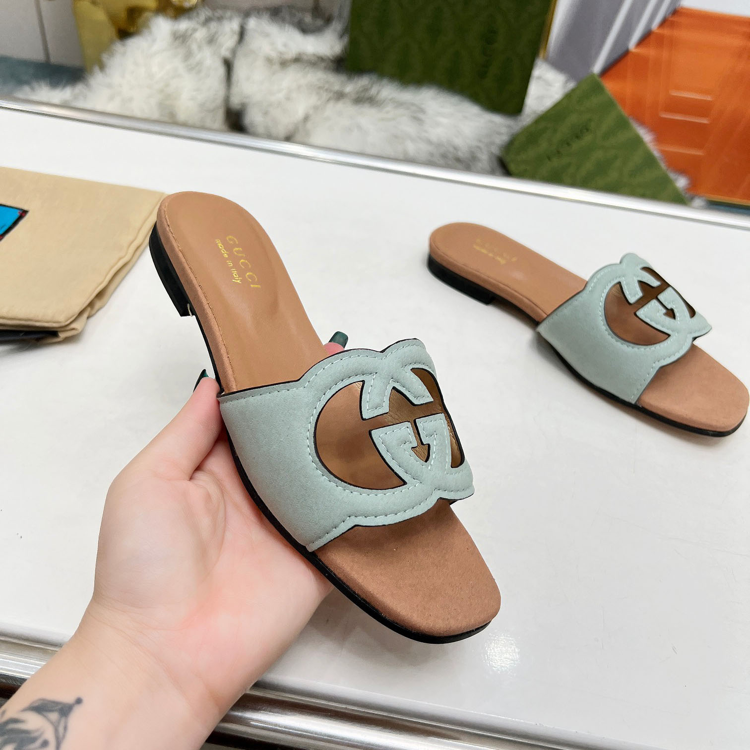 Gucci Women's Interlocking G Cut-out Sandal - FashionPlug