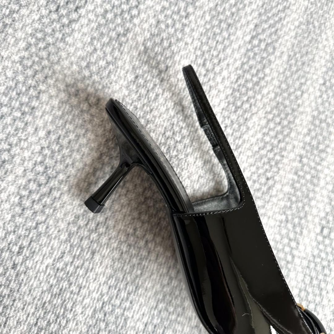 Saint Laurent Carine Slingback Pumps In Patent Leather - FashionPlug