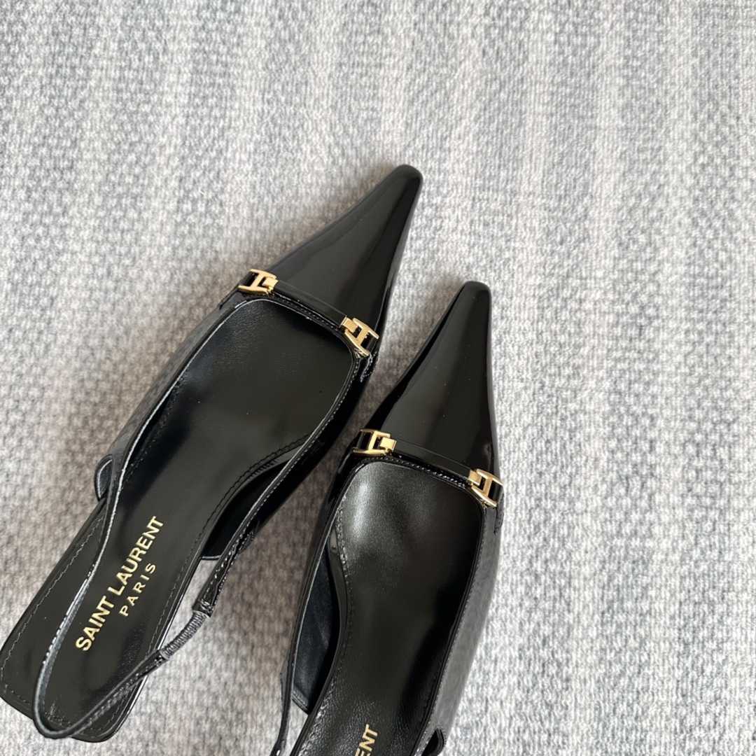 Saint Laurent Carine Slingback Pumps In Patent Leather - FashionPlug
