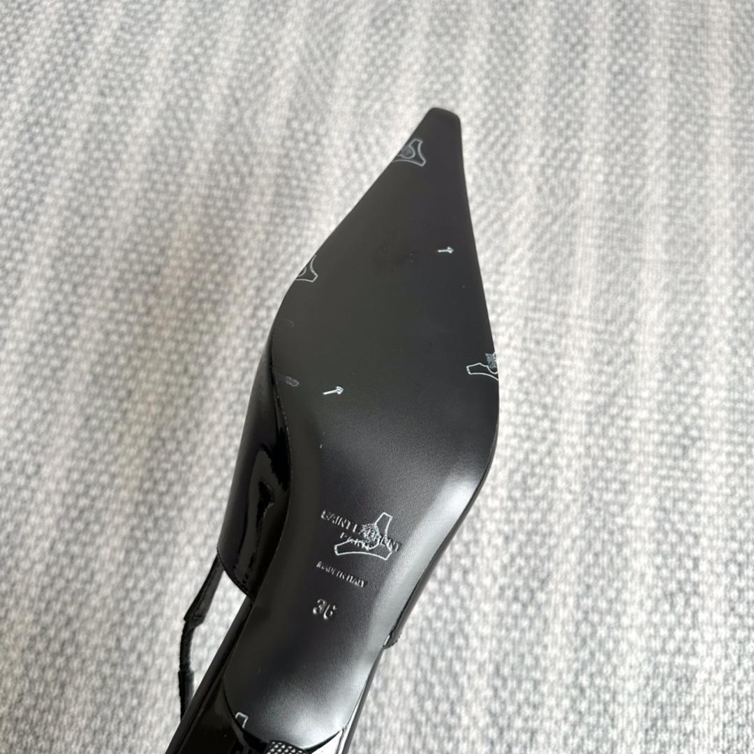 Saint Laurent Carine Slingback Pumps In Patent Leather - FashionPlug