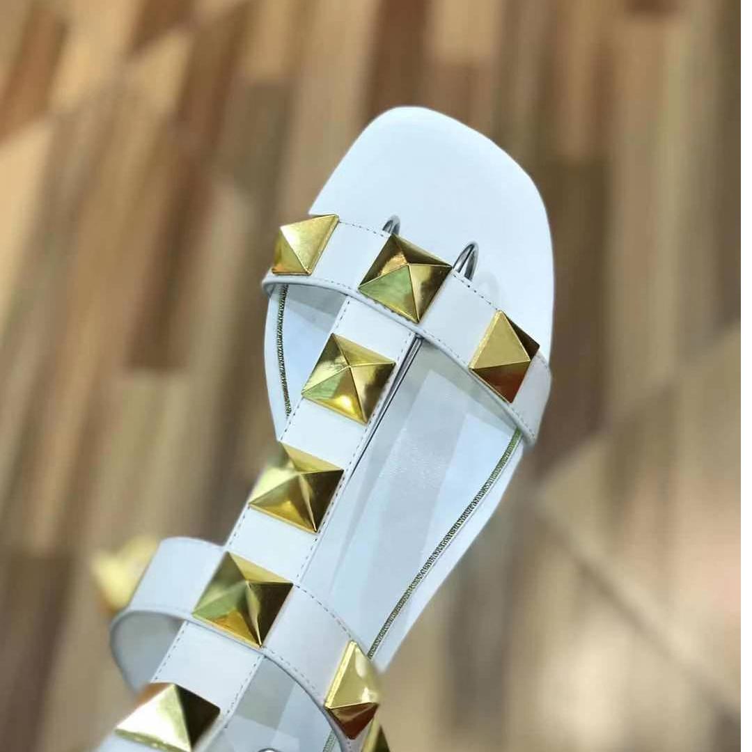 Valenti Roman Stud Flat Calfskin Sandal  - FashionPlug