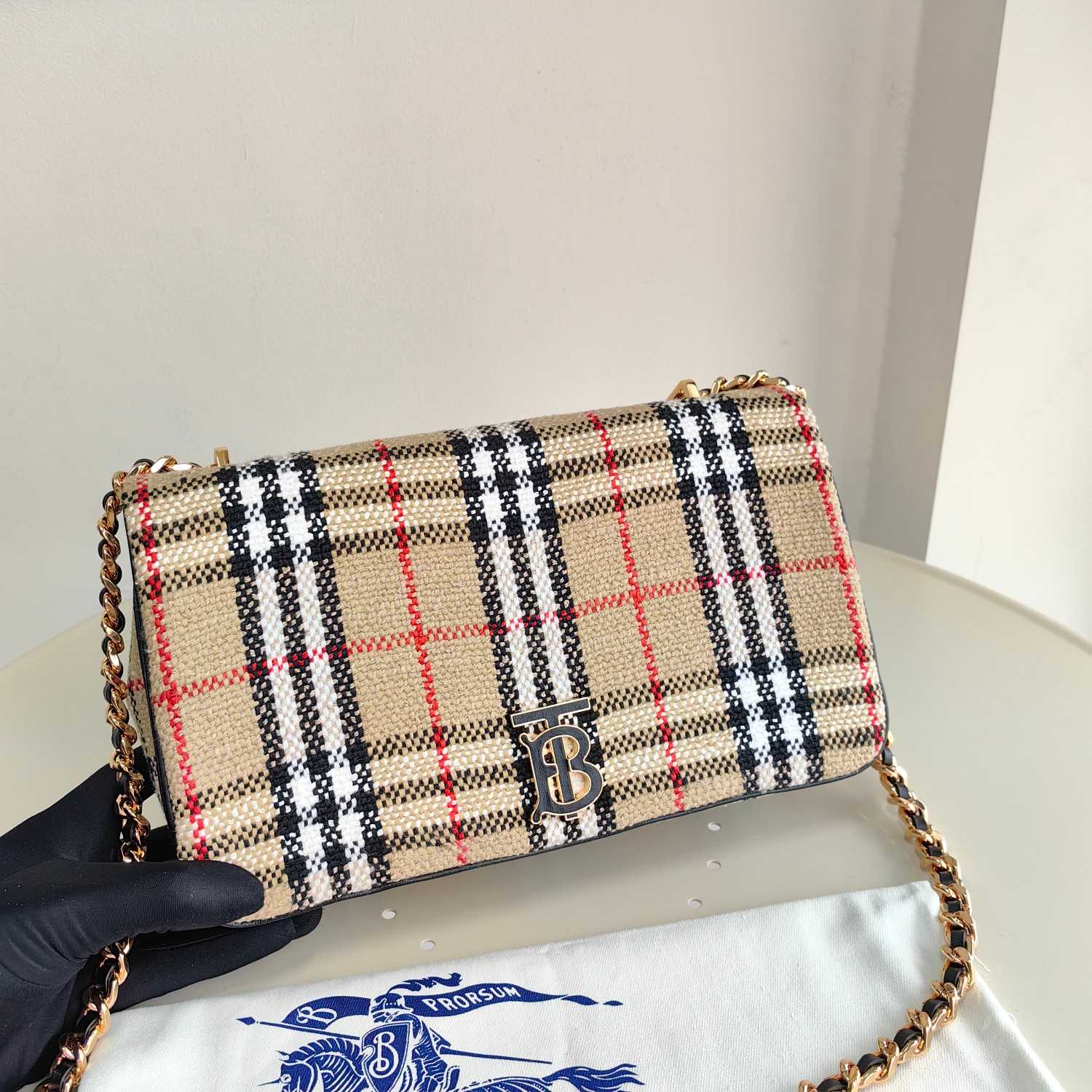 Burberry Lola Vintage-check Bouclé Shoulder Bag (28 x 6.5 x 17cm) - FashionPlug