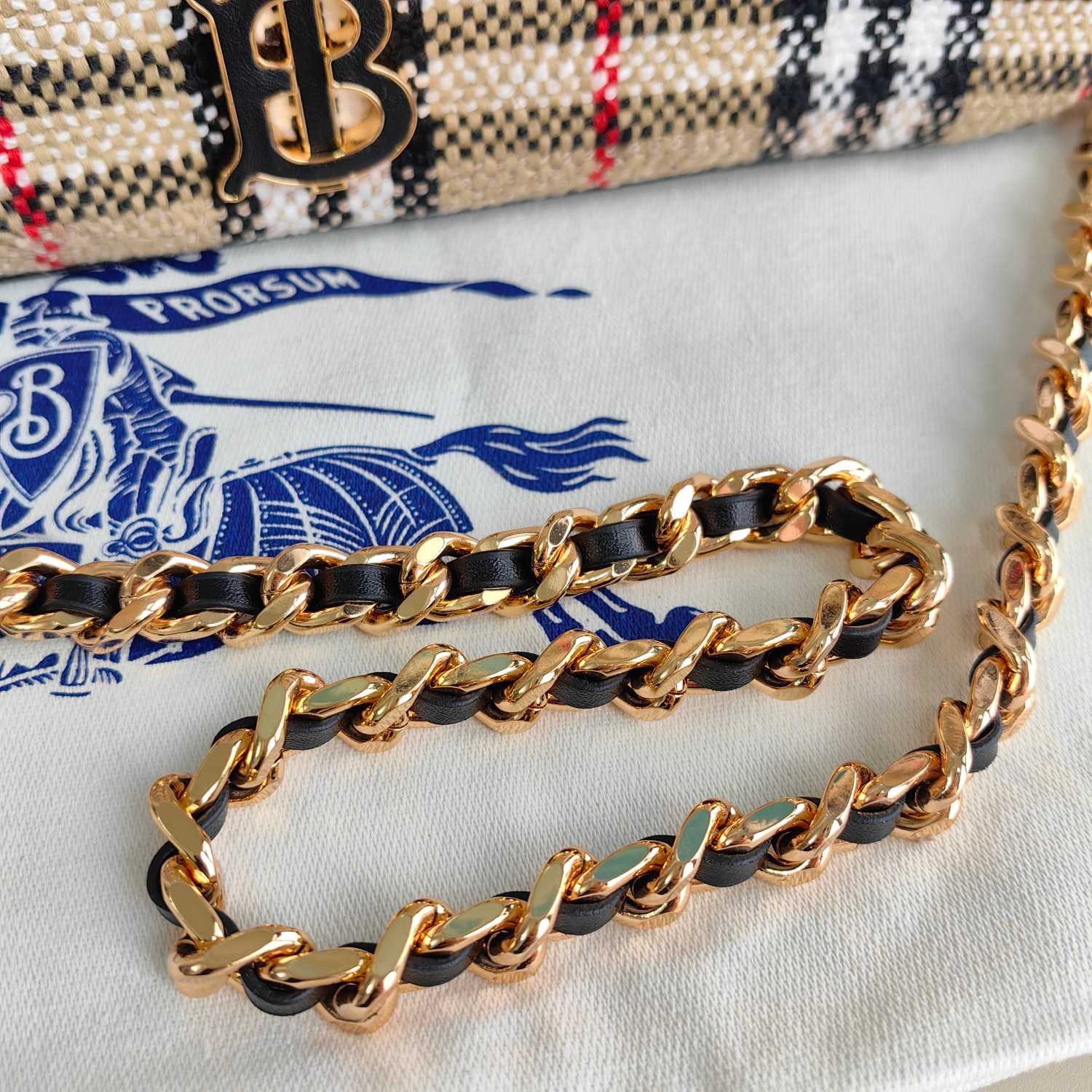 Burberry Lola Vintage-check Bouclé Shoulder Bag (28 x 6.5 x 17cm) - FashionPlug
