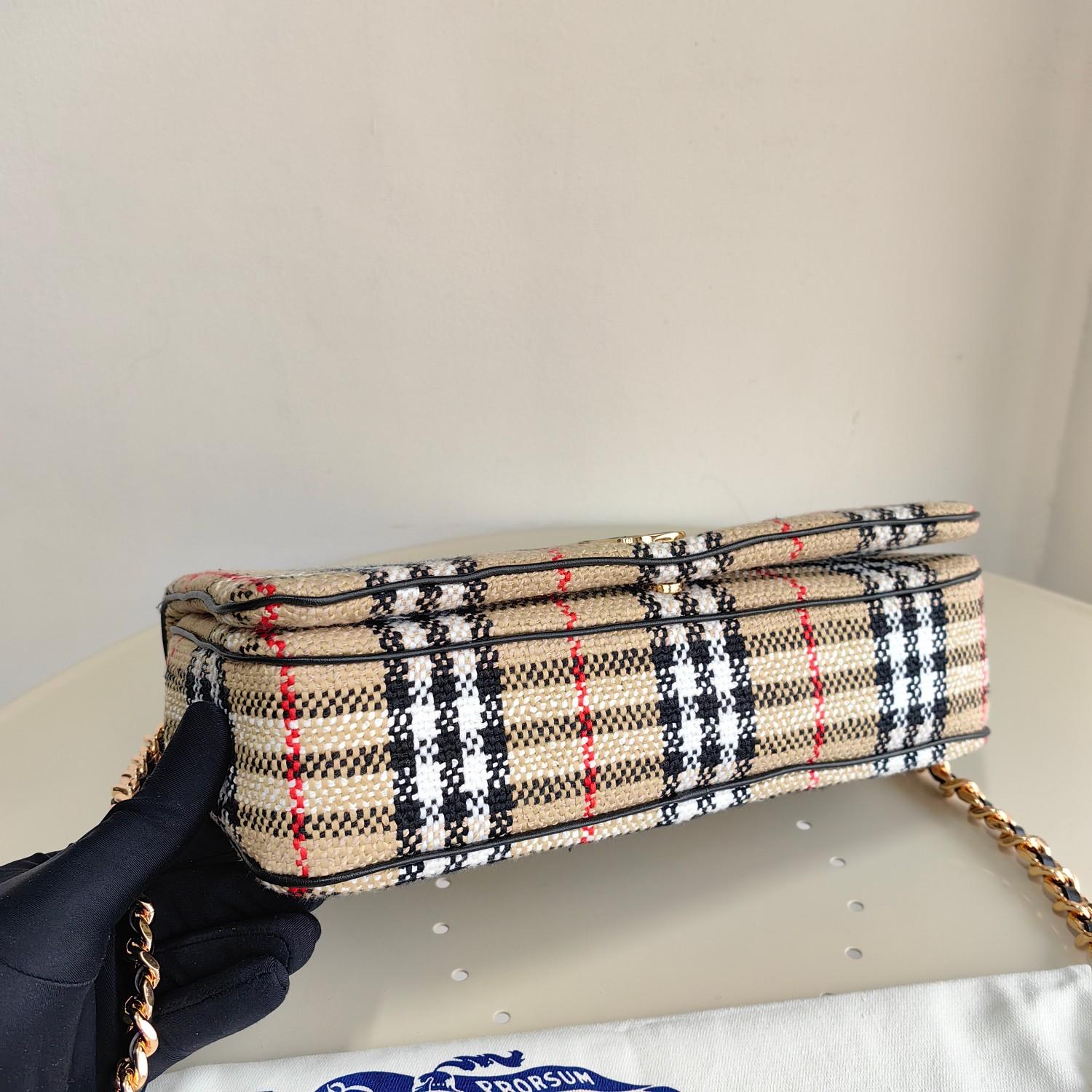 Burberry Lola Vintage-check Bouclé Shoulder Bag (28 x 6.5 x 17cm) - FashionPlug