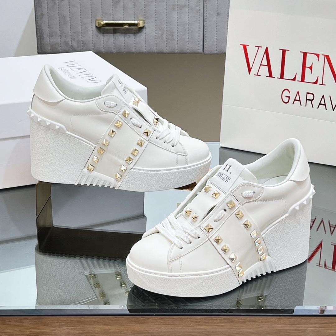 Valenti Open Disco Wedge Sneaker In Calfskin  85mm - FashionPlug