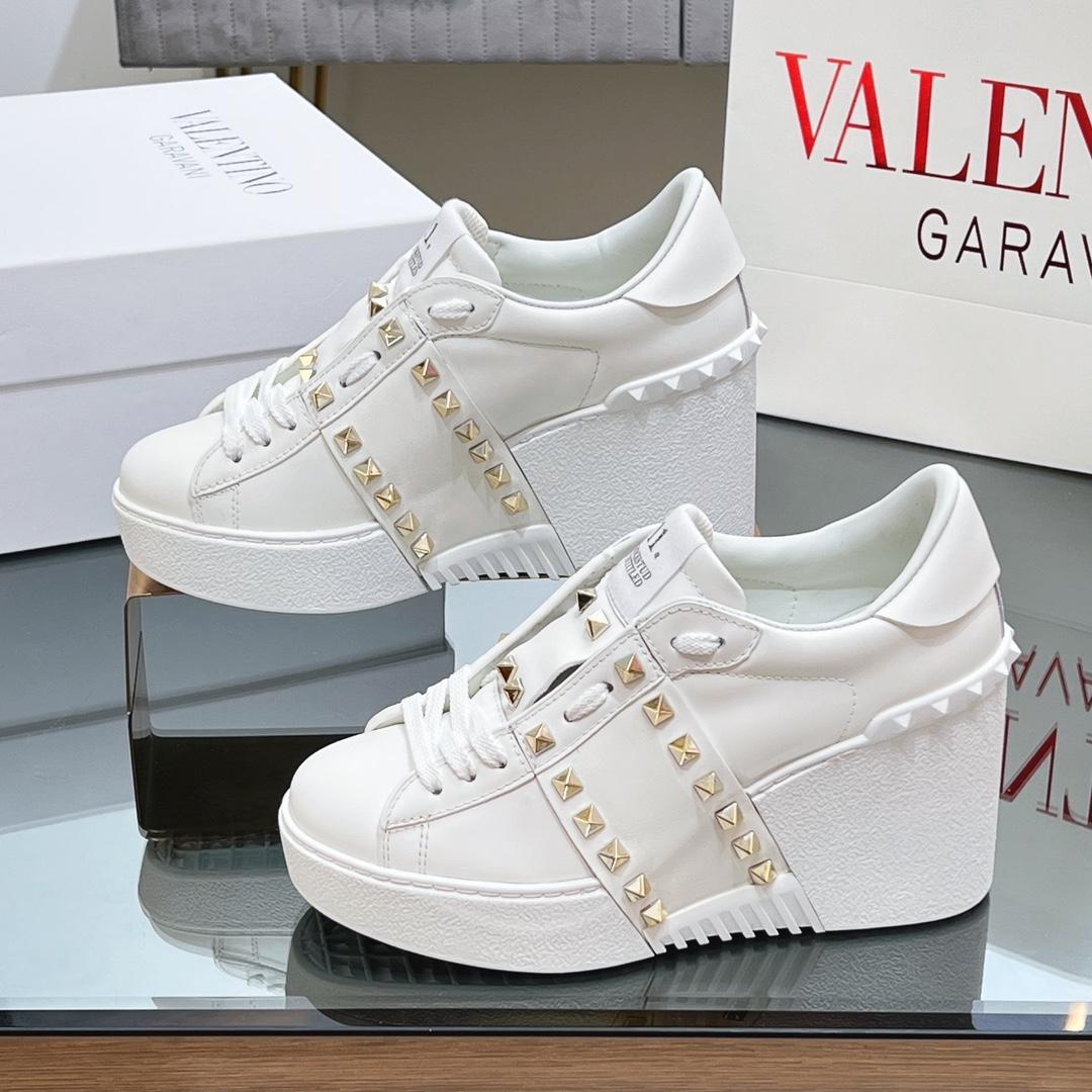 Valenti Open Disco Wedge Sneaker In Calfskin  85mm - FashionPlug