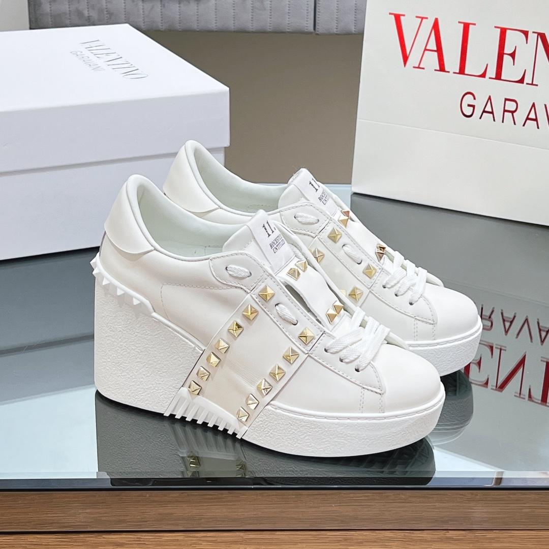 Valenti Open Disco Wedge Sneaker In Calfskin  85mm - FashionPlug