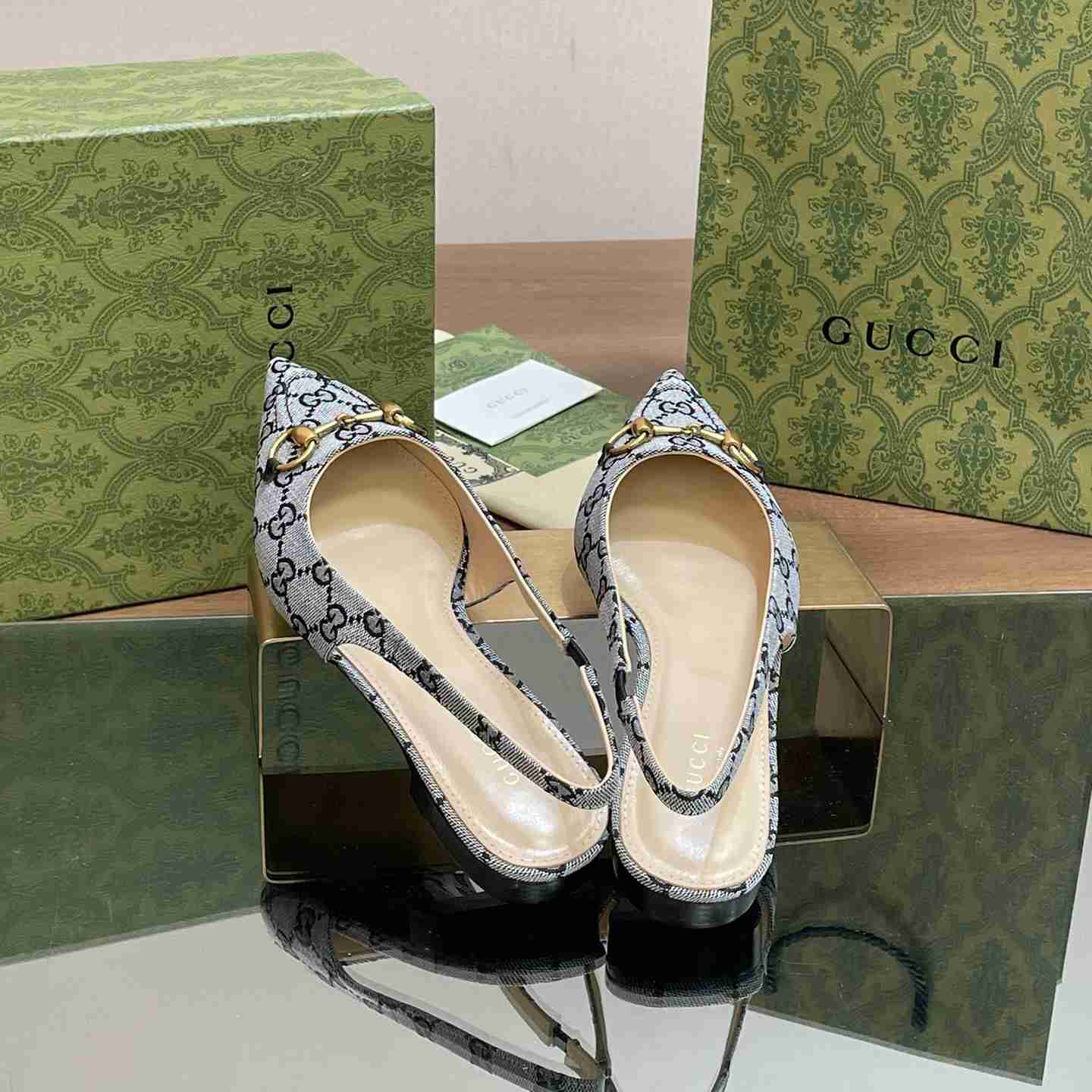 Gucci Women's Horsebit Slingback Ballet Flat - FashionPlug