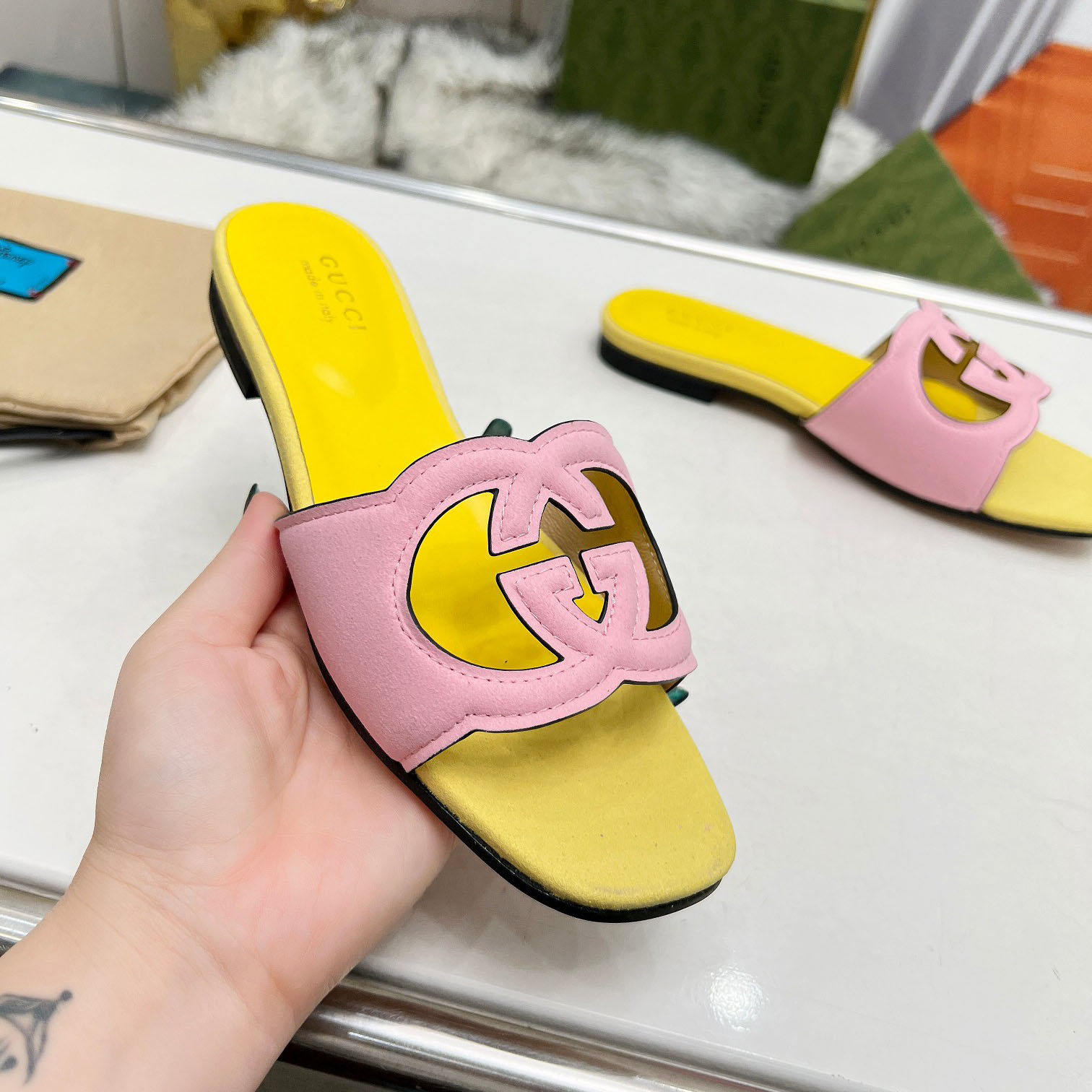 Gucci Women's Interlocking G Cut-out Sandal - FashionPlug