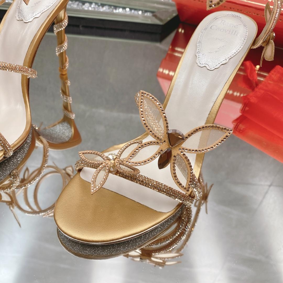 Rene Caovilla Butterflies Crystal-embellished High Sandals    95mm - FashionPlug
