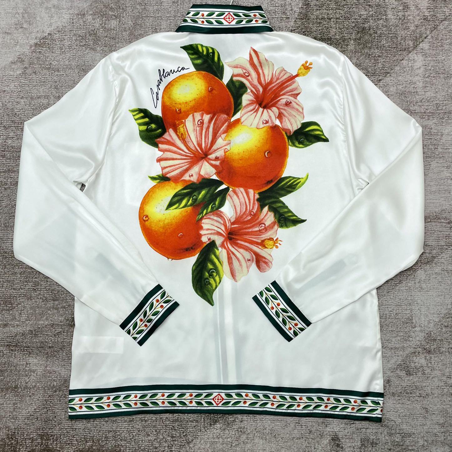 Casablanca Oranges L’amour En Fleur Silk Shirt   CA3461 - FashionPlug