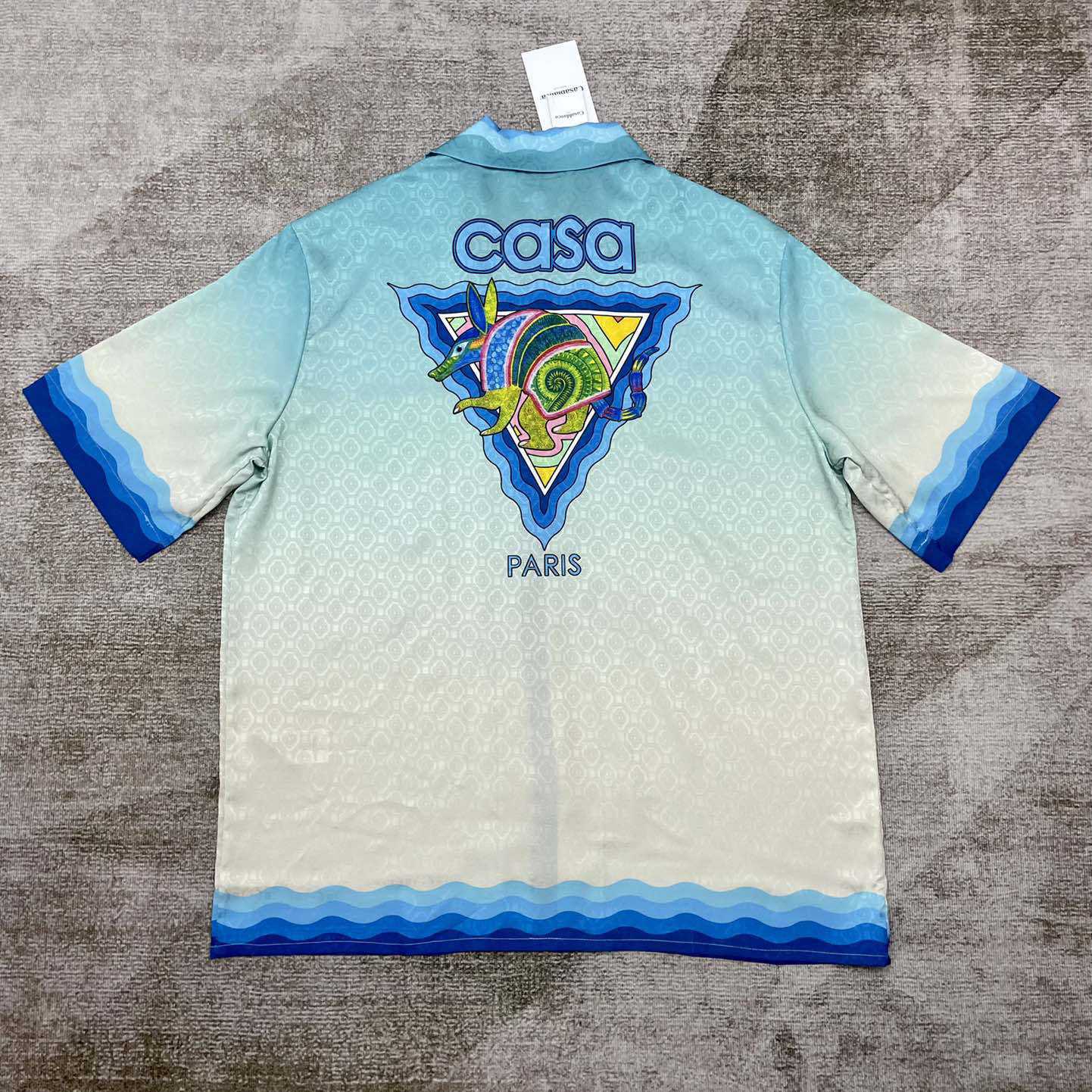 Casablanca Cuban Collar Short Sleeve Graphic Shirt  C2001 - FashionPlug
