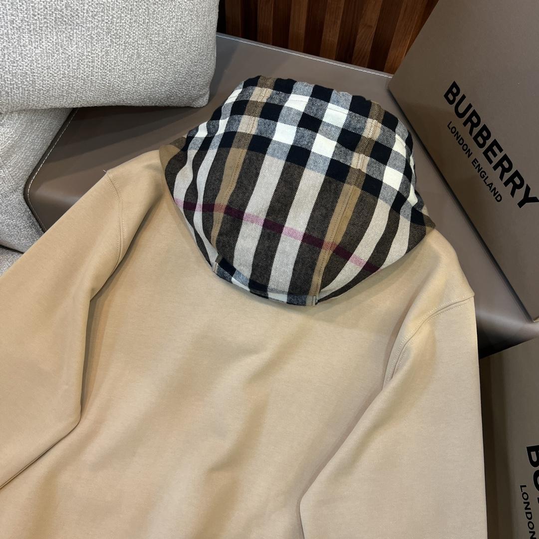 Burberry Check Trim Cotton Blend Hoodie - FashionPlug