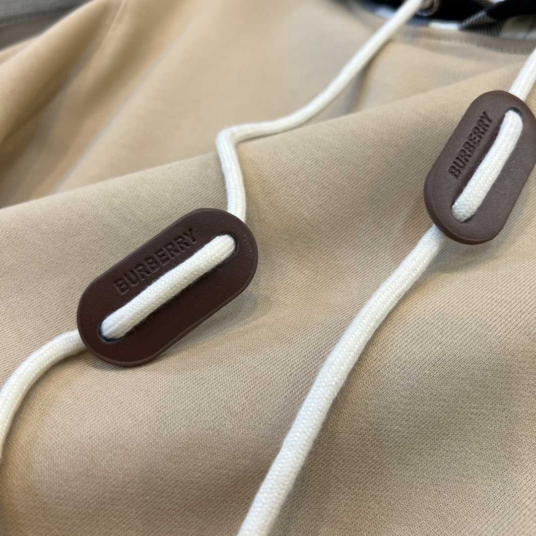 Burberry Check Trim Cotton Blend Hoodie - FashionPlug