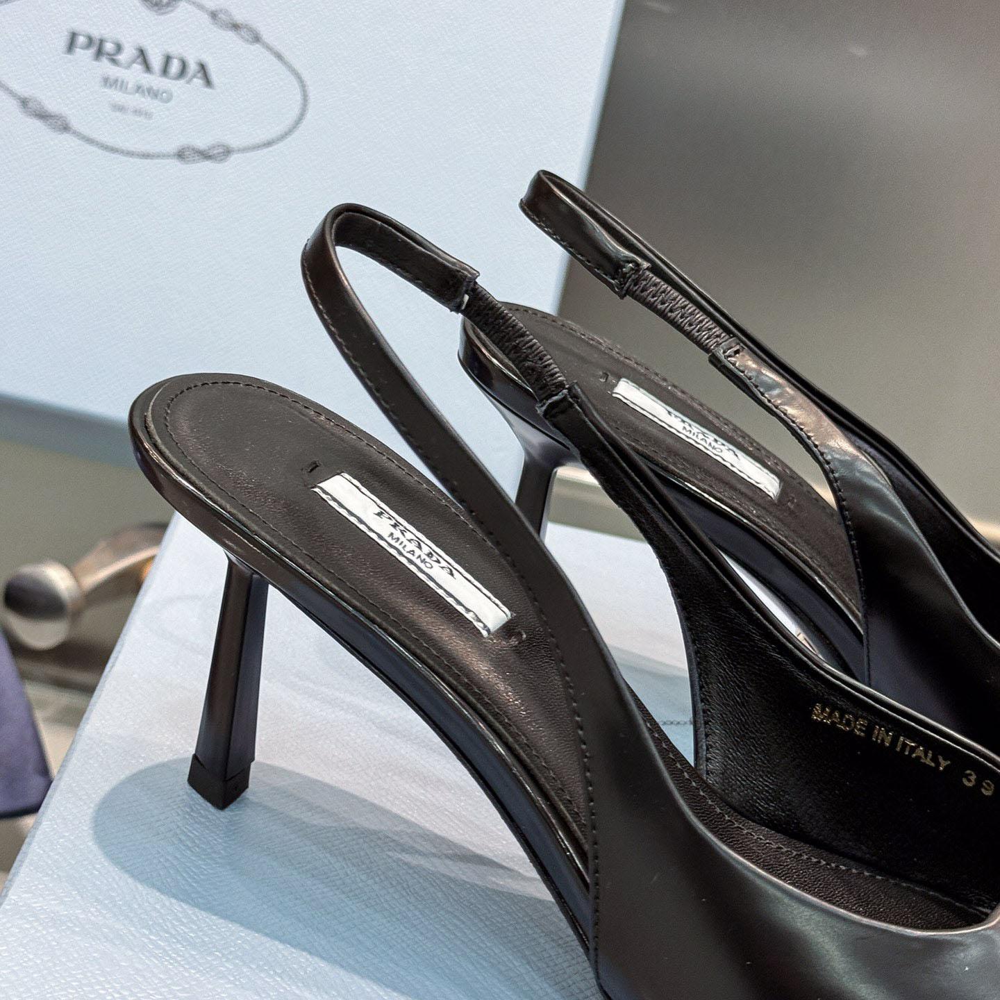 Prada Brushed Leather Slingback Pumps - FashionPlug