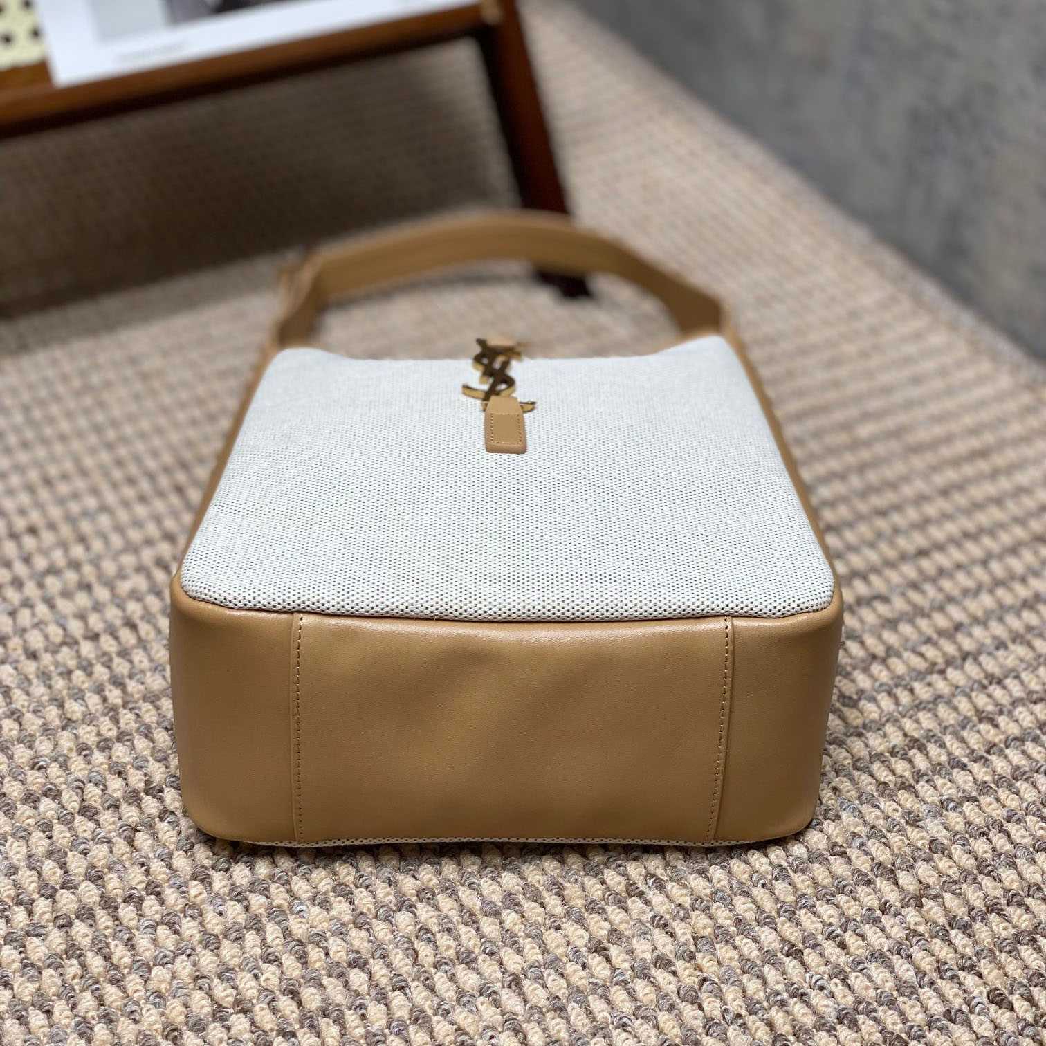 Saint Laurent LE 5 À 7 Small Supple In Canvas And Smooth Leather - FashionPlug