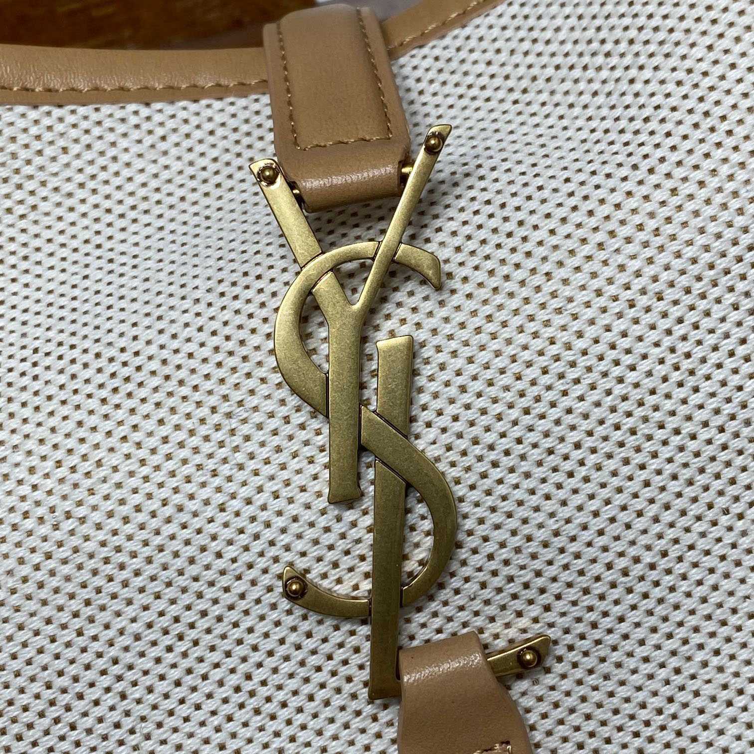 Saint Laurent LE 5 À 7 Small Supple In Canvas And Smooth Leather - FashionPlug