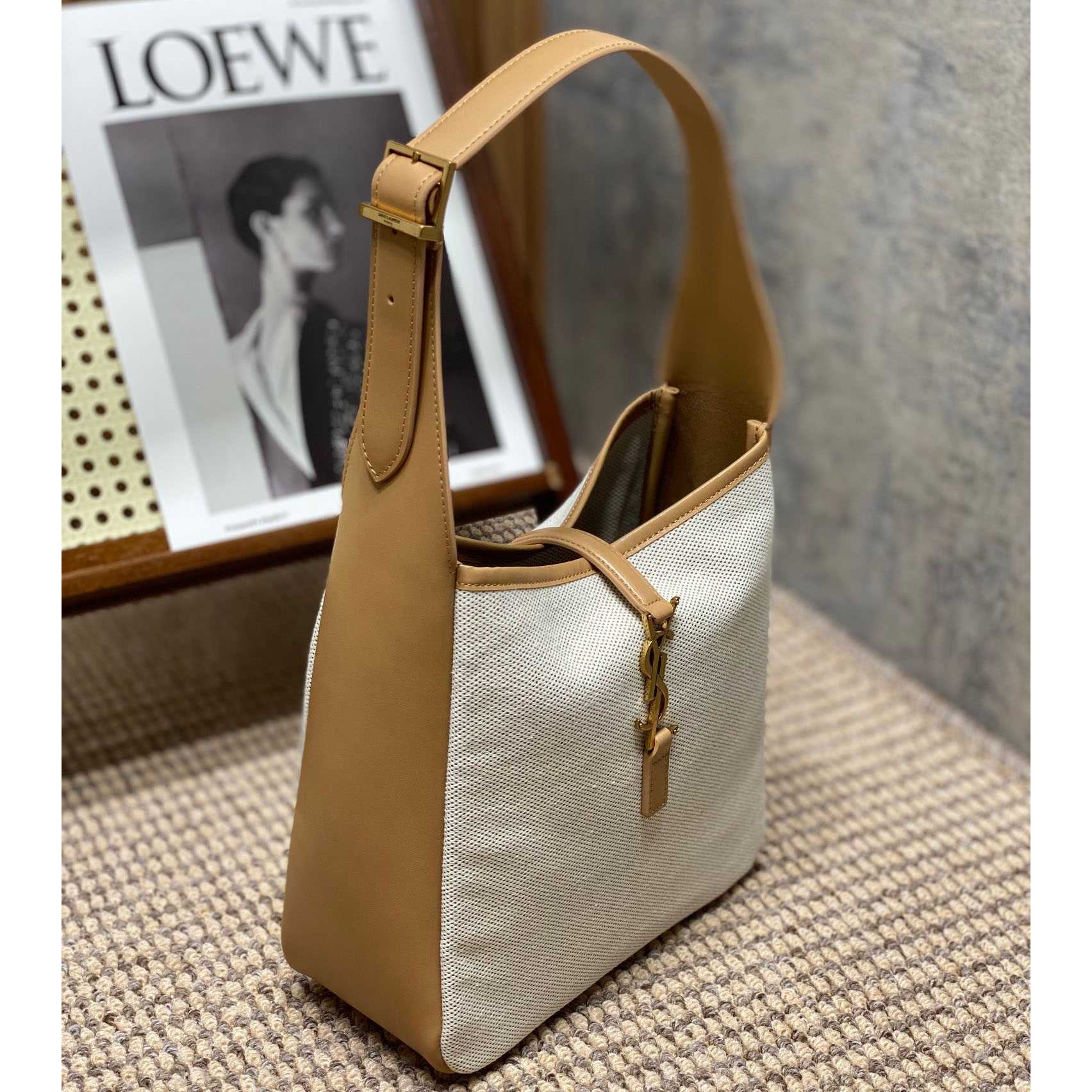 Saint Laurent LE 5 À 7 Small Supple In Canvas And Smooth Leather - FashionPlug