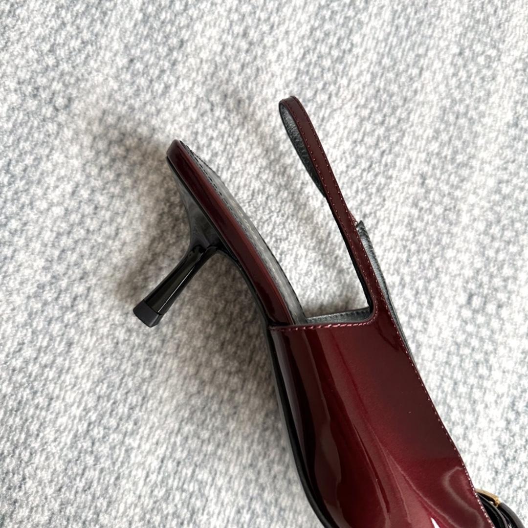 Saint Laurent Carine Slingback Pumps In Patent Leather - FashionPlug