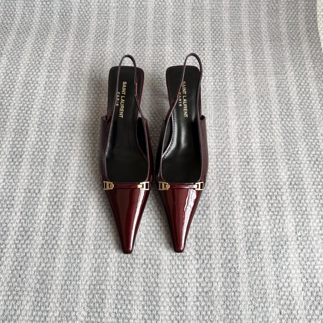 Saint Laurent Carine Slingback Pumps In Patent Leather - FashionPlug