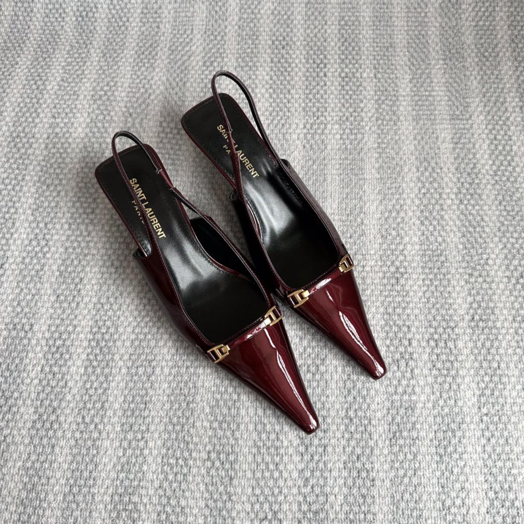 Saint Laurent Carine Slingback Pumps In Patent Leather - FashionPlug
