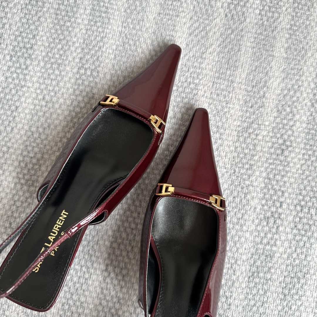 Saint Laurent Carine Slingback Pumps In Patent Leather - FashionPlug