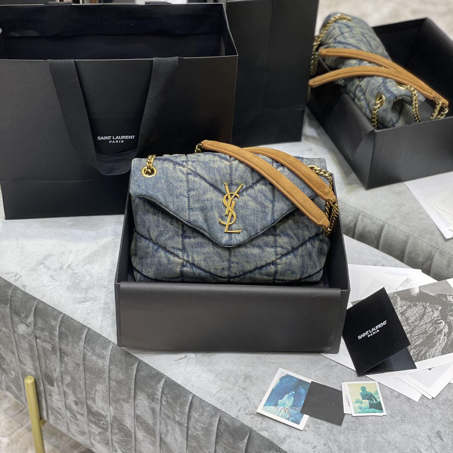 Saint Laurent Puffer Toy In Denim （29×17×11cm） - FashionPlug