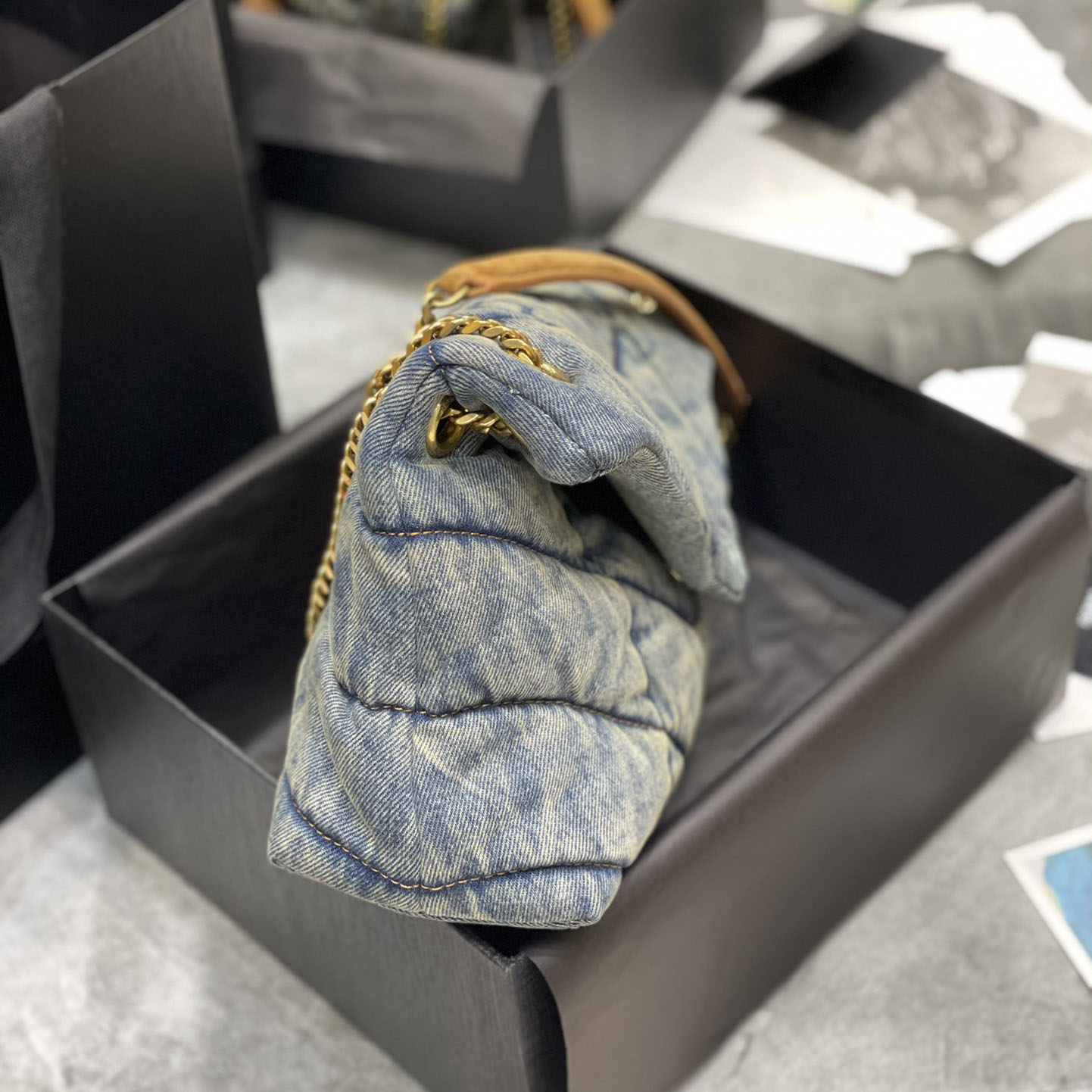 Saint Laurent Puffer Toy In Denim （29×17×11cm） - FashionPlug
