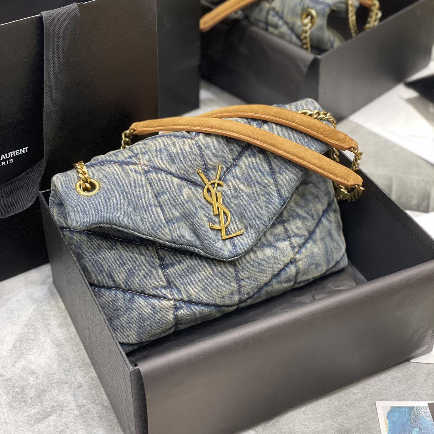 Saint Laurent Puffer Toy In Denim （29×17×11cm） - FashionPlug
