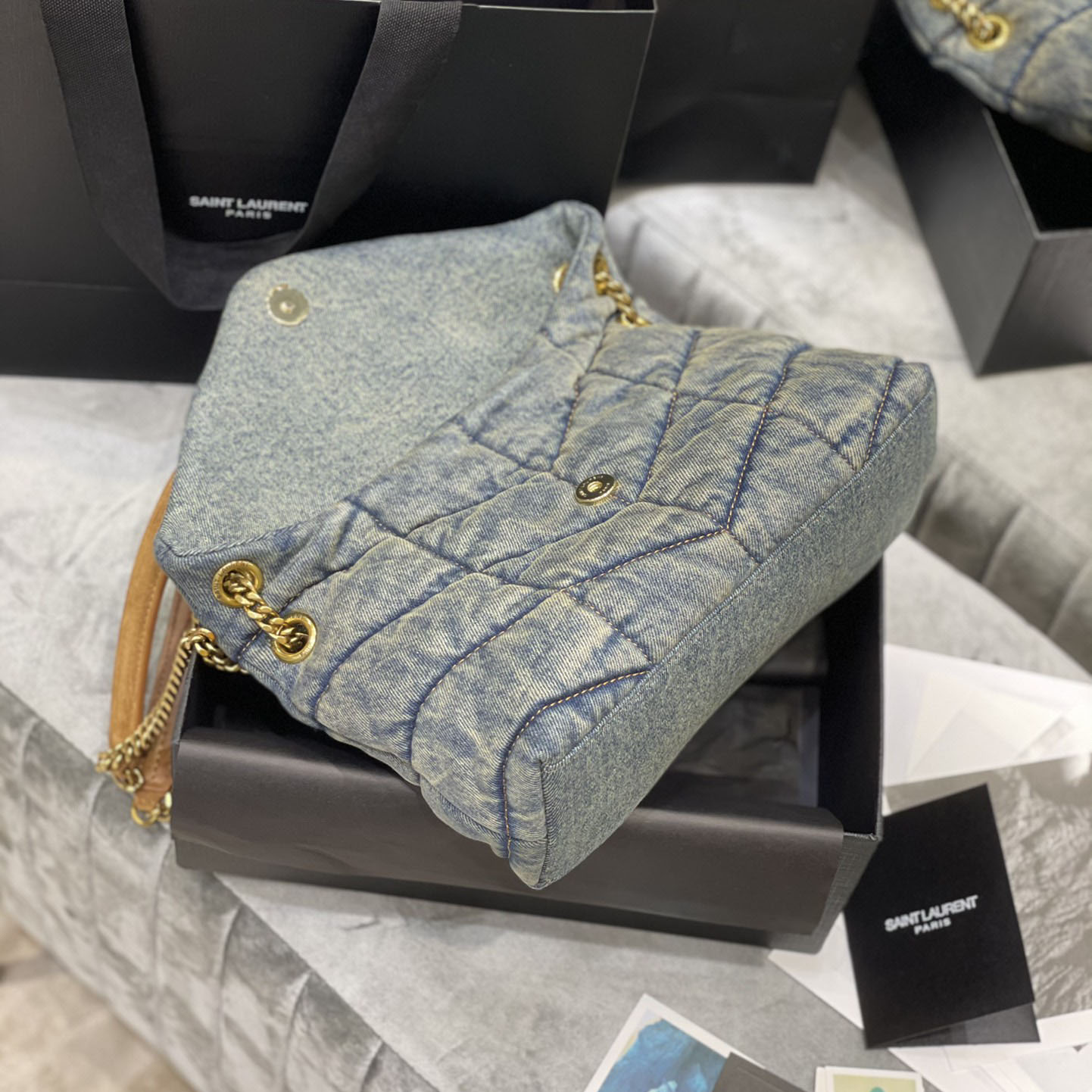 Saint Laurent Puffer Toy In Denim （29×17×11cm） - FashionPlug