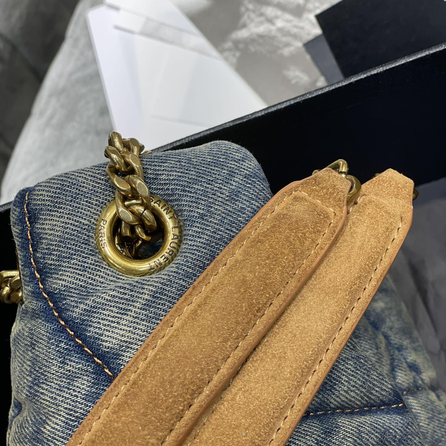 Saint Laurent Puffer Toy In Denim （29×17×11cm） - FashionPlug