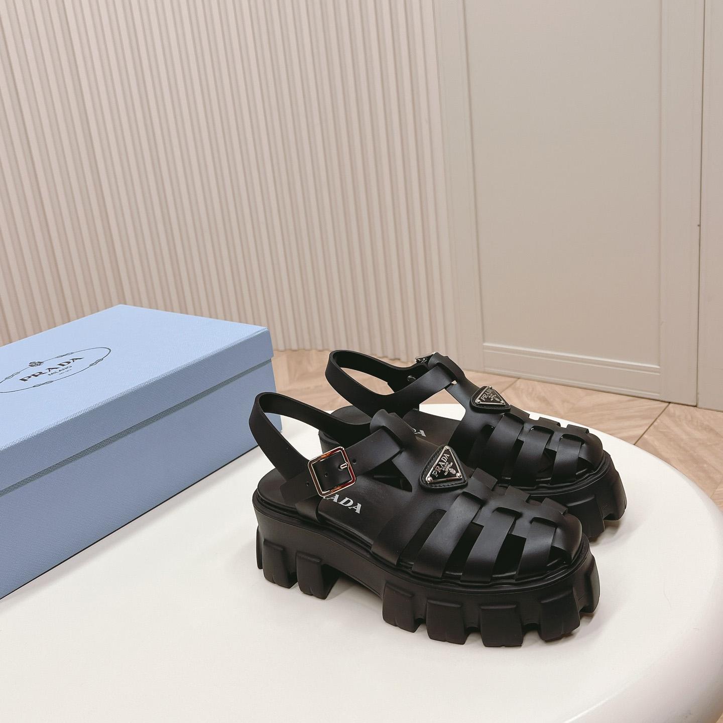 Prada Rubber Monolith Sandals - FashionPlug