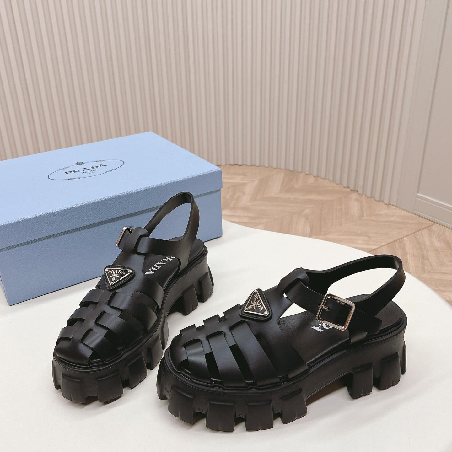 Prada Rubber Monolith Sandals - FashionPlug