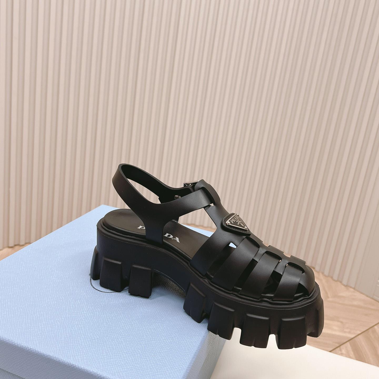 Prada Rubber Monolith Sandals - FashionPlug