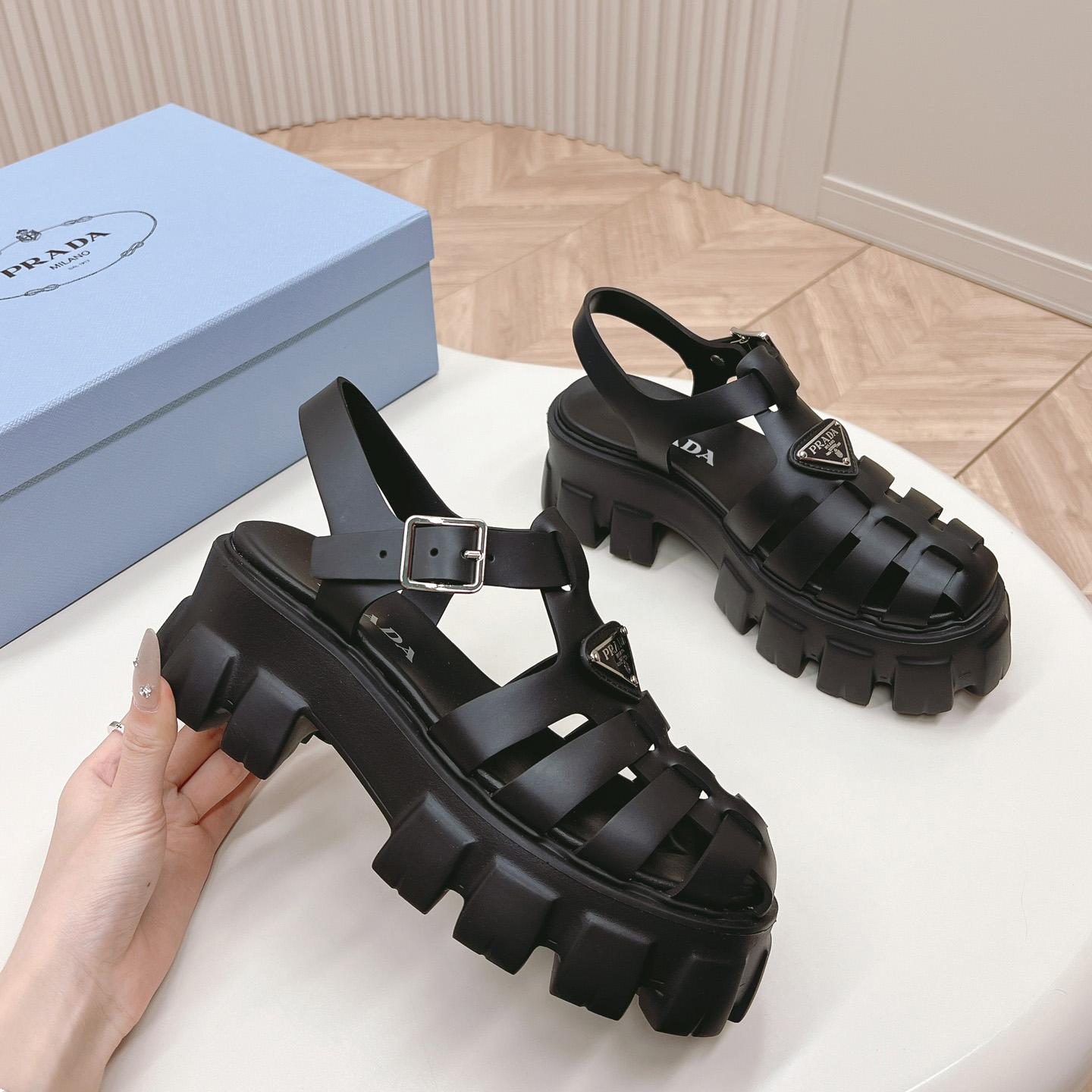 Prada Rubber Monolith Sandals - FashionPlug
