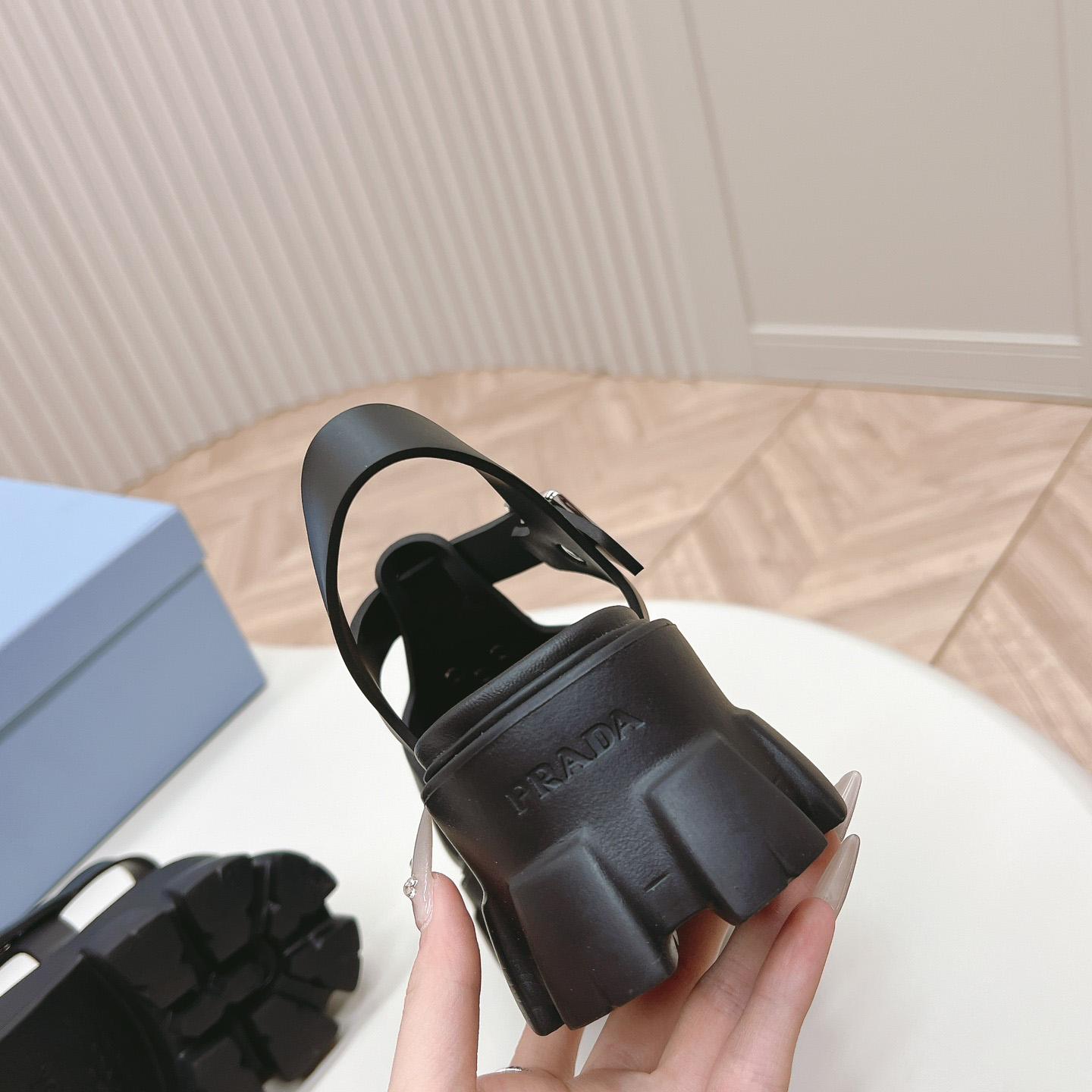 Prada Rubber Monolith Sandals - FashionPlug
