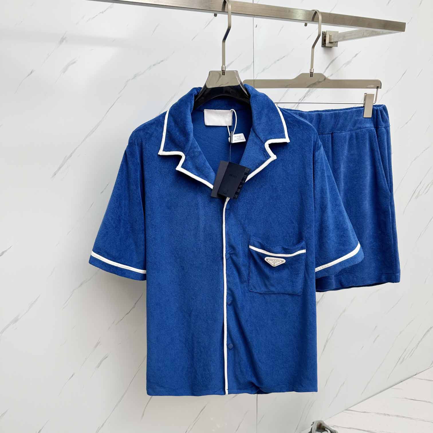 Prada Cotton Bowling Shirt & Shorts - FashionPlug