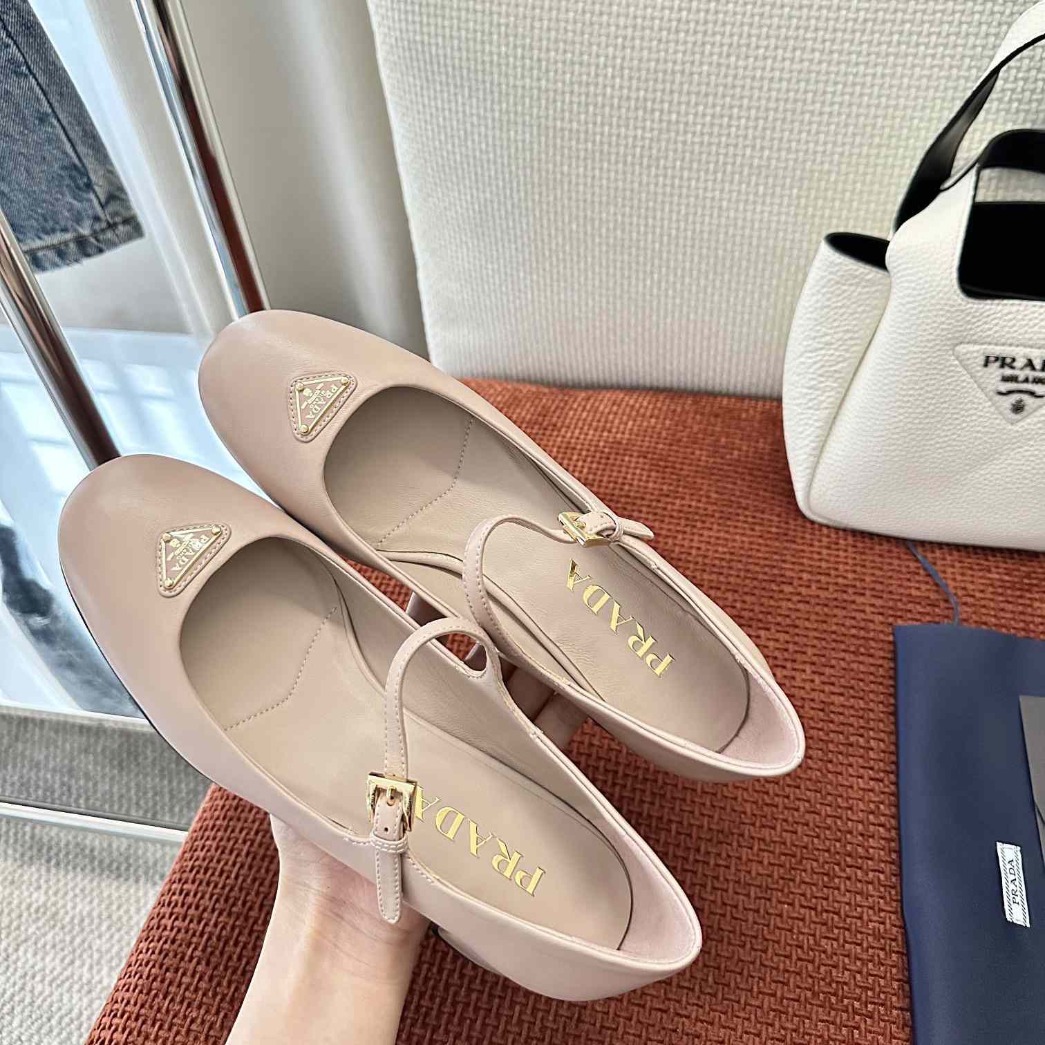 Prada Nappa Leather Mary Jane Pumps - FashionPlug